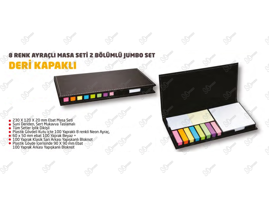 8 Renk Ayraçlı Masa Seti 2 Bölümlü Jumbo Set